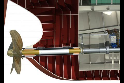 The COMPAC open water lubricated stern tube arrangement (credit: Thordon Bearings)